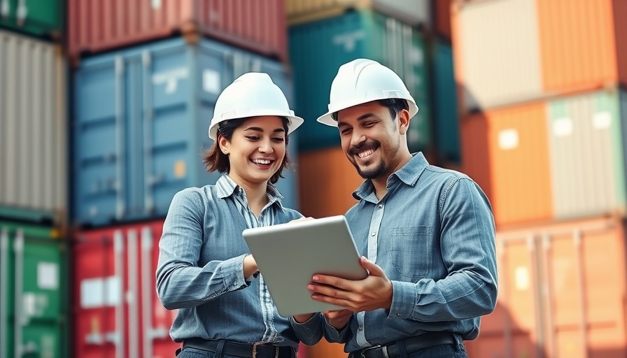 Professionals in a logistics marketplace in Africa collaborating in a shipping yard.