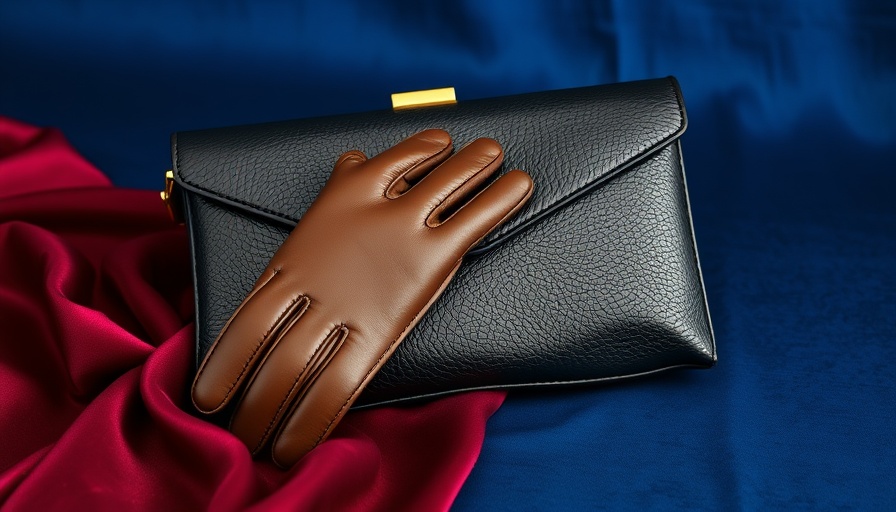 Elegant black clutch and gloves, luxury gifts.