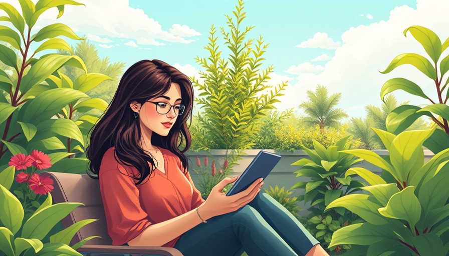 Thoughtful woman in garden setting, depicting calm and focus.