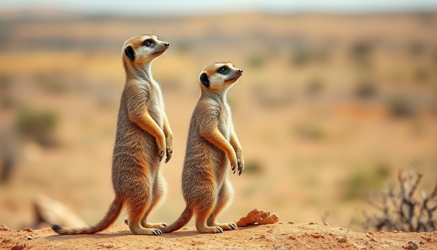 Curious meerkats on African savannah, scene for budget-friendly safari.