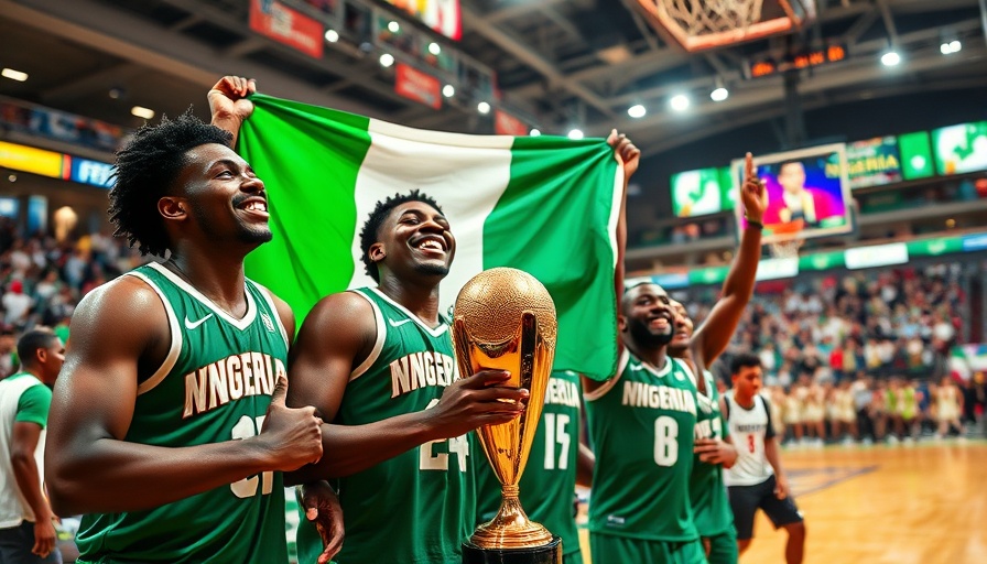 Nigerian basketball team celebrates winning AfroBasket title.