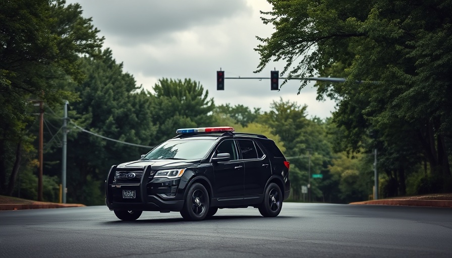 Police SUV parked at Fort Stewart Army Base intersection.