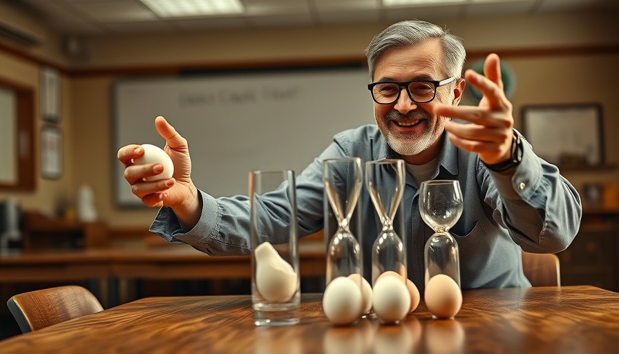 Physics of Inertia demonstration with eggs and glasses, excited woman.