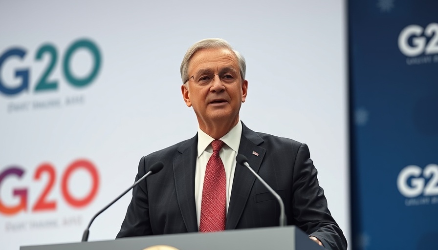 A leader speaks at a G20 event, Investing in Water Infrastructure.