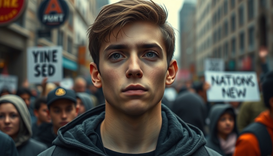 The Witness Feed: Young man observing protest scene