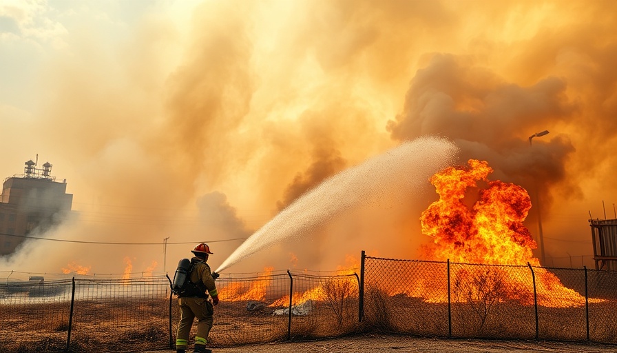 Firefighters respond to Greece wildfires with hoses amid smoke.