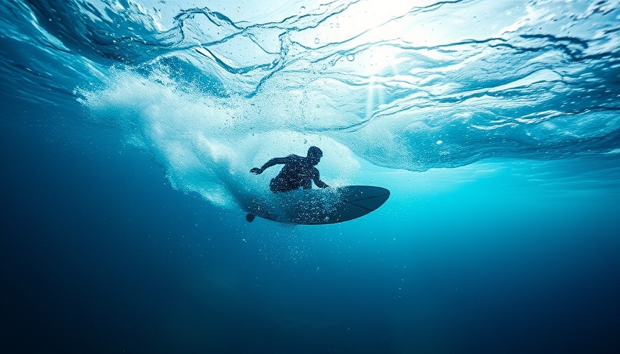Surfer embracing the magic of surfing underwater.