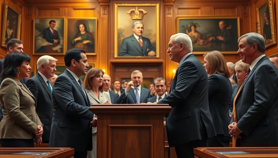 Politicians discussing Texas redistricting at a podium.
