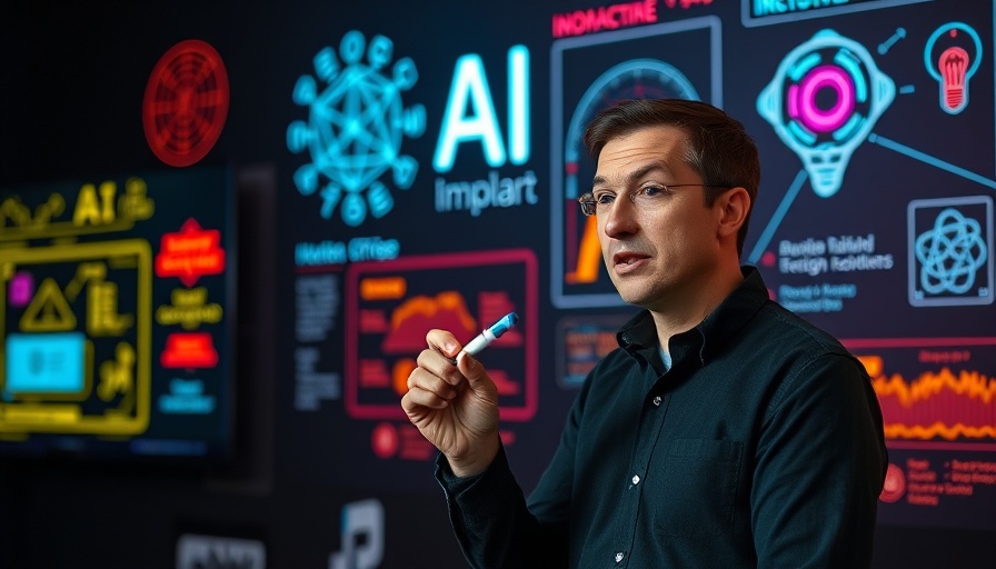 Presenter discussing AI concepts in a tech talk, explainable AI highlighted.