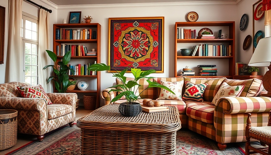 Cozy living room with vibrant decor for Serena & Lily Labor Day Sale.