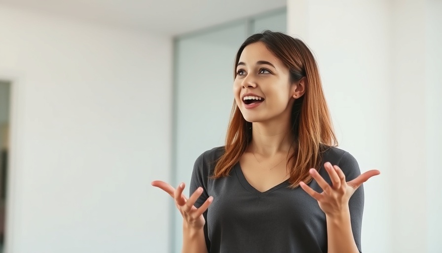 Energetic young woman expressing interest in discussion indoors.