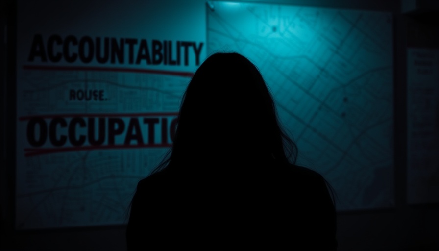 Censoring language in Gaza humanitarian aid illustration, silhouetted observer.