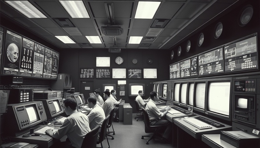 Go! for innovation: Engineers in a vintage tech control room.
