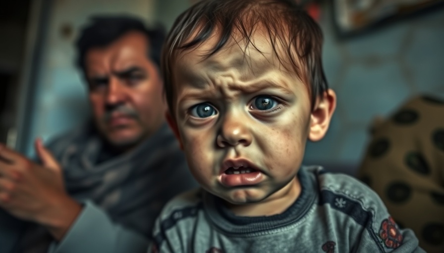 Famine in Gaza highlighted through emotional child depiction.