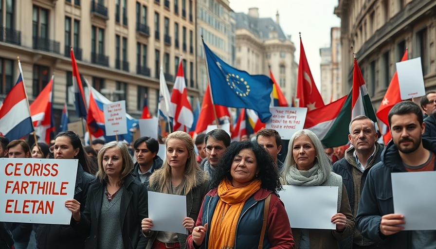 Ukraine Independence Day gathering for soldiers' return, families holding signs.