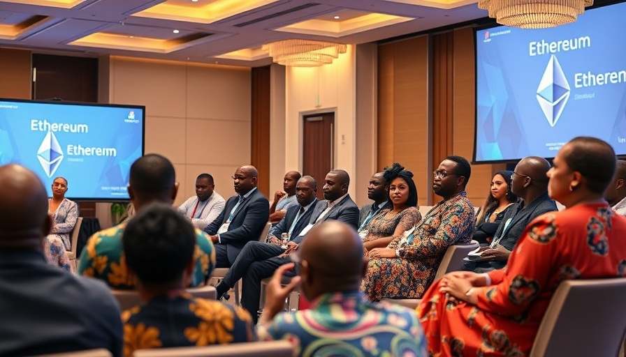 Panel discussion at Ethereum conference in Nigeria with speakers on stage.