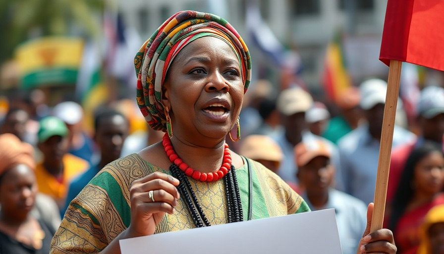 Nigerian woman advocating for gender equality at a protest.