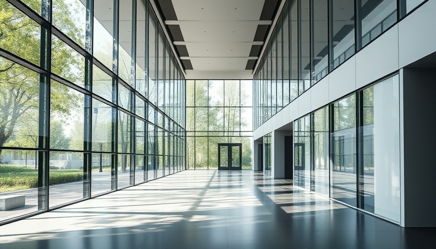 Modern architectural hallway in Museum District opening in Nigeria, spacious and minimalistic.