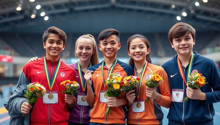Children in elite sports celebrating victory in a sports arena.