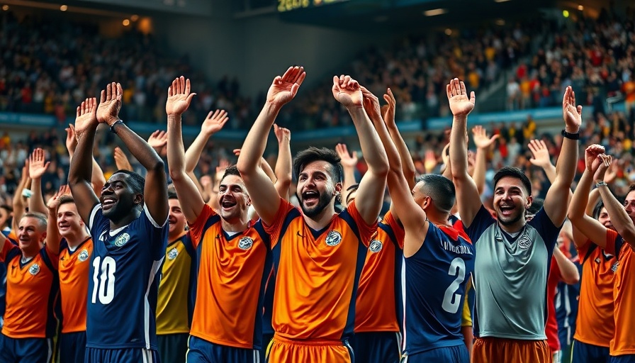 Elite sports team celebrating victory, symbolizing triumph and competition.