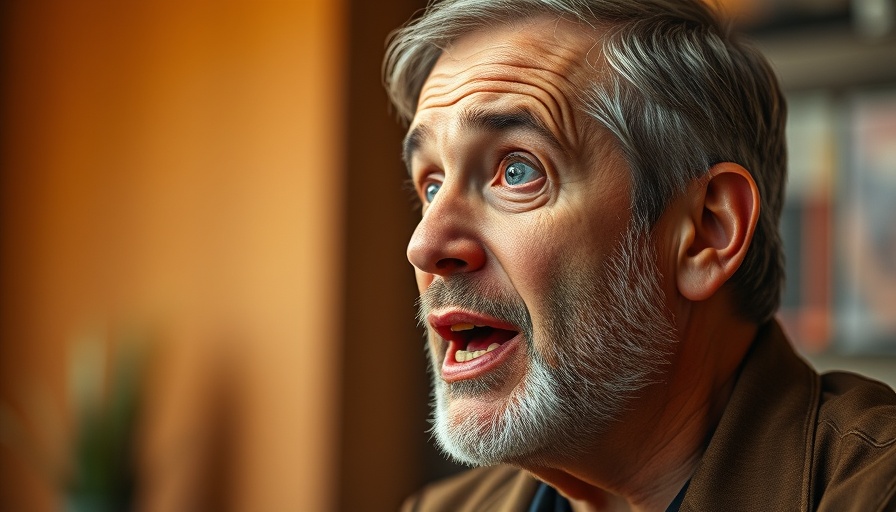 Middle-aged man discussing topic passionately, emphasizing point.