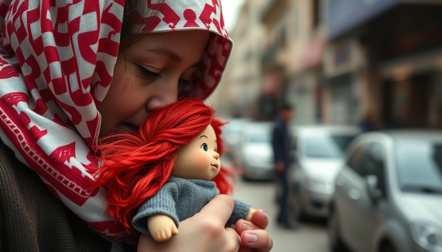 Person holding doll with red hair, showing solidarity for press freedom.
