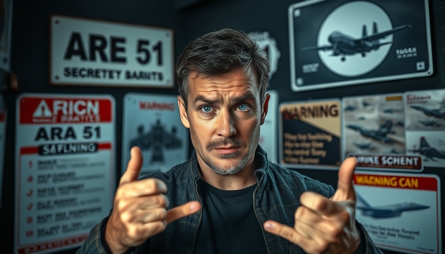 What I Found at Area 51: Concerned man with Area 51 elements.
