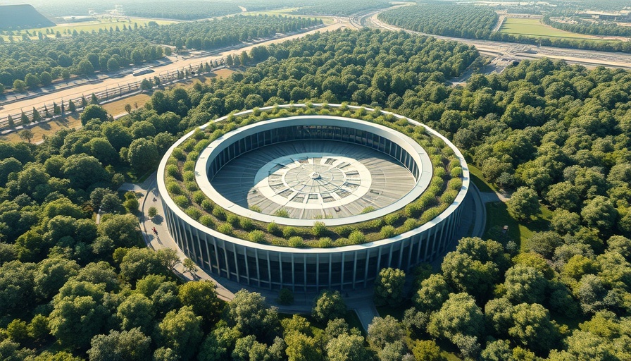 Modern building using procedural content generation in automotive design concepts.