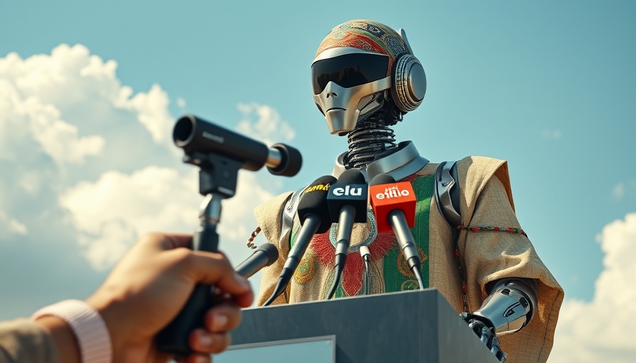 AI Deepfakes Nigeria Elections concept with robot delivering speech.