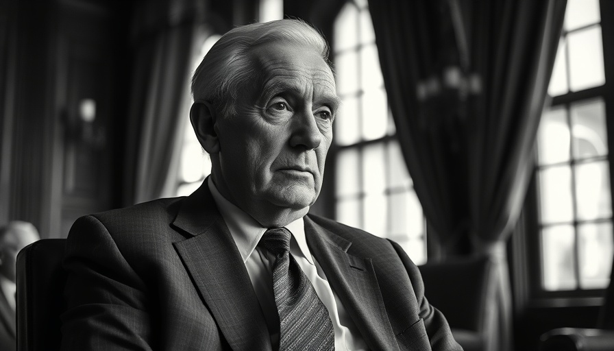 Elderly man in suit gazing thoughtfully in vintage setting.