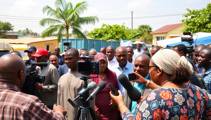 Media briefing during Rivers State local elections, reporters gathered.