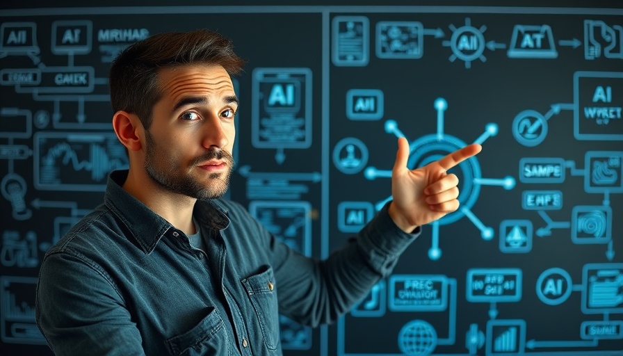 Man explaining AI terms with digital diagrams for AI policy and governance in Africa.