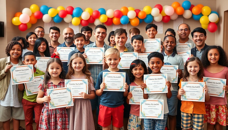 Teesas Summer School 2025 celebration with diverse group holding awards.