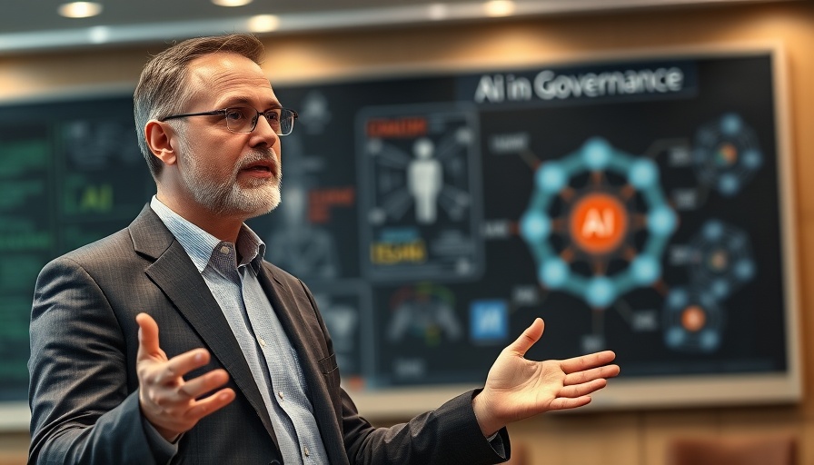 Speaker discussing reducing AI risk at a conference, with diagrams.