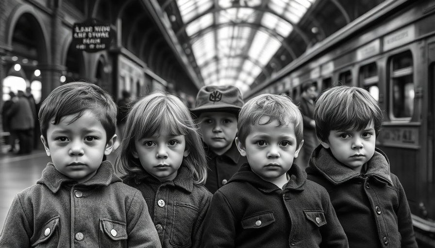 Black and white historical photo of Polish war orphans post-WWII.