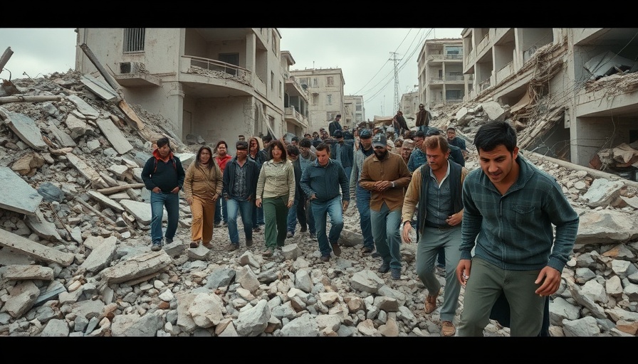 Afghan earthquake death toll: people amid debris searching for survivors.