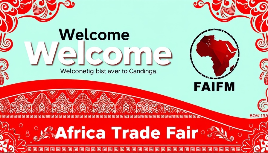 Africa Trade Fair 2025 banner with multilingual welcome and bold design.