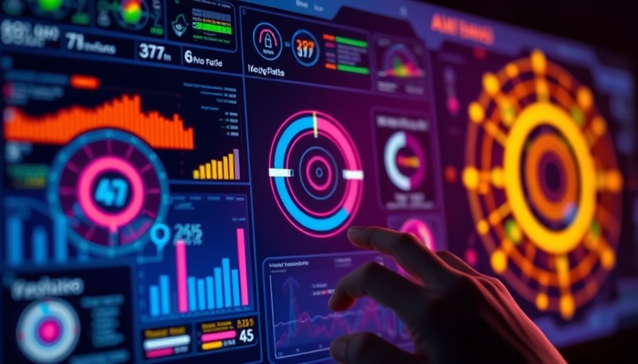 Colorful AI tools and visualizations on dark background.