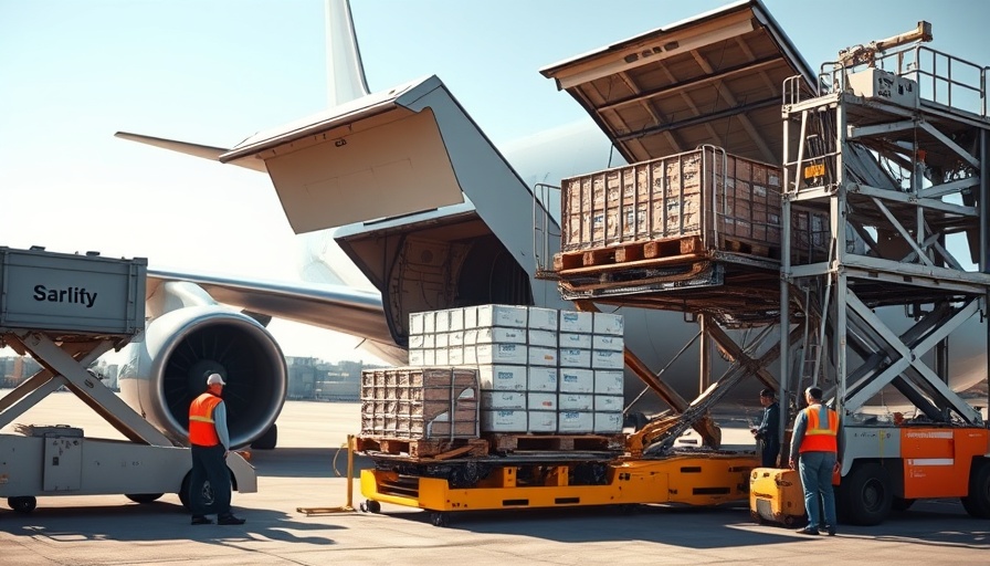 Korean Air Cargo operations at JFK with plane loading equipment.