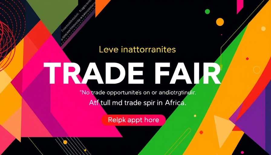 Colorful Africa trade fair banner multilingual text.