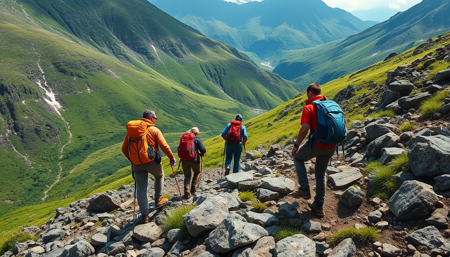 Hikers exploring Komani Lake Albania trails.