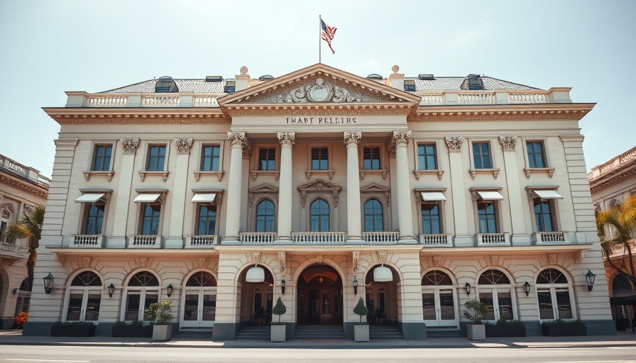 Design-forward hotel with grand facade in Helsinki.