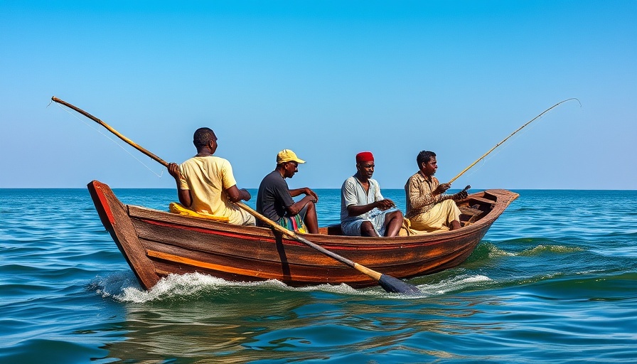 Sudanese fishermen impacted by Grand Ethiopian Renaissance Dam, fishing in calm waters.