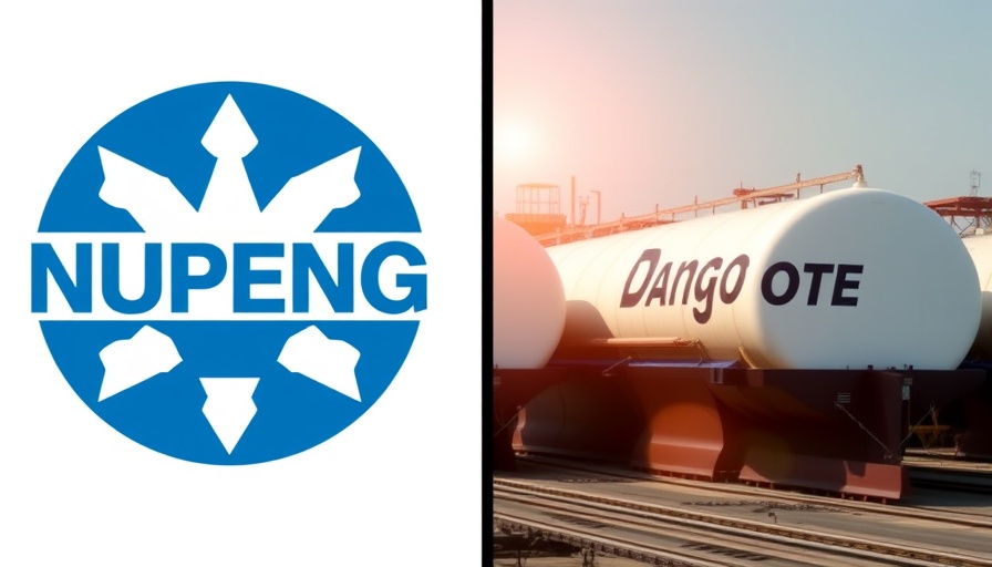 NUPENG logo alongside Dangote tankers illustrating dispute theme.