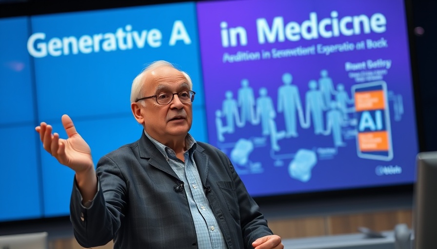 Generative AI in Medicine presentation with speaker and book display.