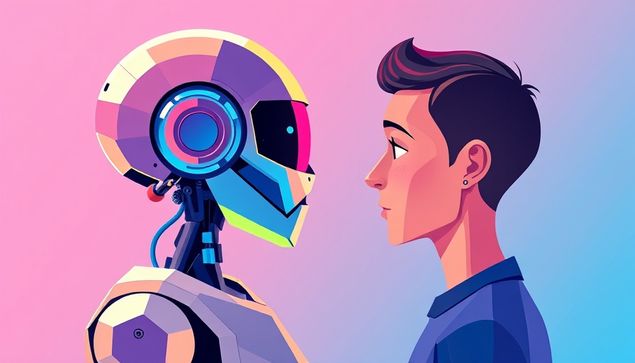 Stylized image of a robot and human depicting AI impact on student creativity