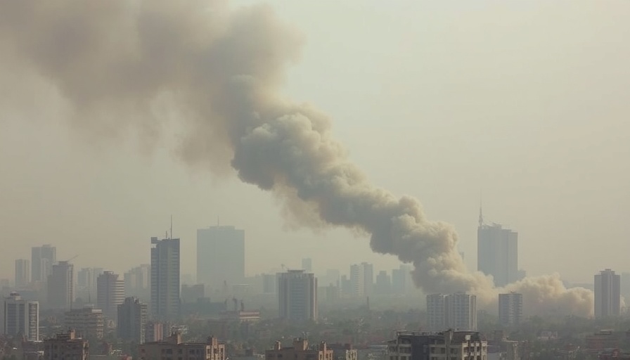 Israel's Attack in Doha: smoky cityscape with rising smoke.