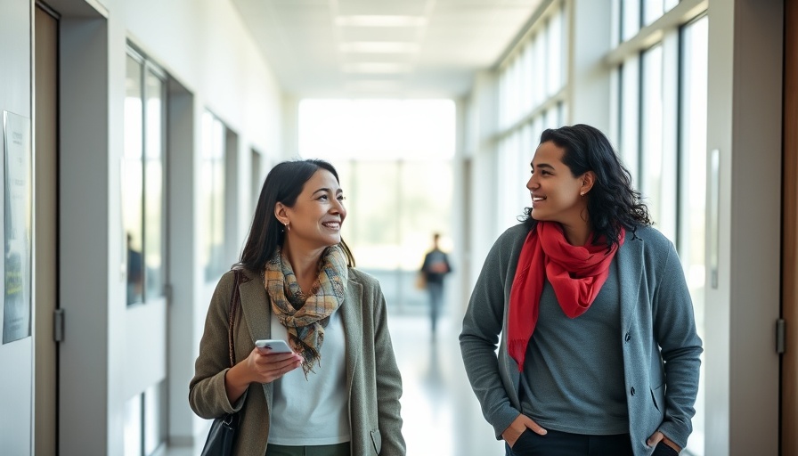 Two educators discussing in a school hallway, instructional coaching in education.