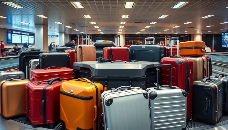 Suitcases on airport conveyor, related to lithium battery fire risk on planes.
