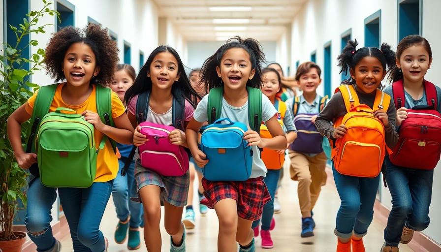 Diverse students running in school, feeling safe and excited.